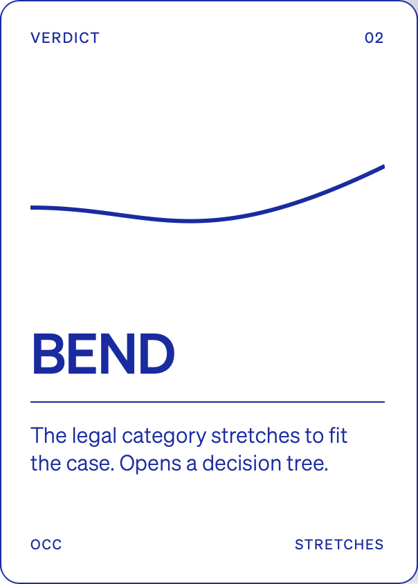 Verdict card: BEND
